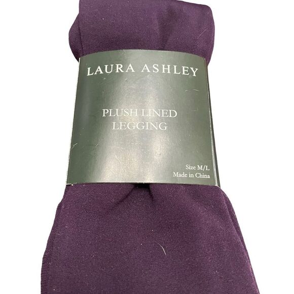NEW Laura Ashley Plush Lined Leggings Size M/ L Purple - Picture 4 of 5